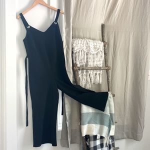 Women’s black jumpsuit with tie belt M